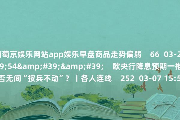 葡萄京娱乐网站app娱乐早盘商品走势偏弱    66  03-25 14:06     03&#39;54&#39;&#39;    欧央行降息预期一推再推 今晚会否无间“按兵不动”？丨各人连线    252  03-07 15:59     04&#39;45&#39;&#39;    乐言贸易：一向直营的海底捞盛开加盟了 背后原因几何    64  03-07 13:00     01&#39